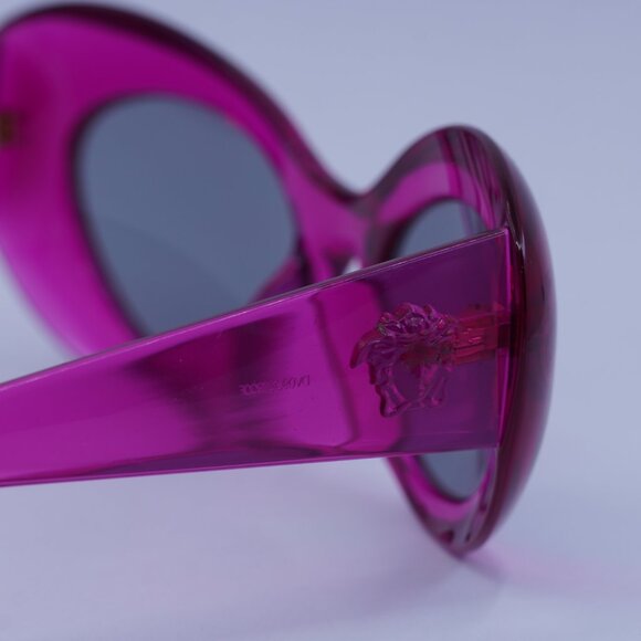 Versace VE4456U 533487 Sunglasses Pink Transparent Oval Frame, Grey Lenses - Picture 10 of 12